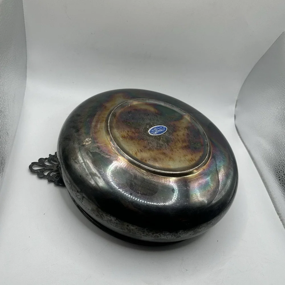 Vintage Reed & Barton Silver Plate Serving Bowl Round Gothic Moody Whimsygoth